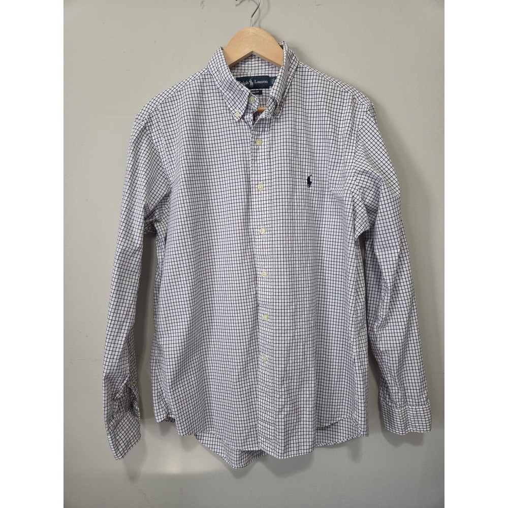 Polo Ralph Lauren Mens Custom Fit Tattersall Check Button Down Shirt Large L